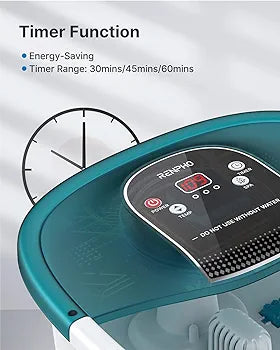 RENPHO Foot Spa Bath Massager, GFCI Plug Foot Soak Tub Pedicure Kits with Heat, Bubbles, Vibration, Temperature Control,Pumice Stone, and 22 Massaging Rollers for Feet Muscle Pain