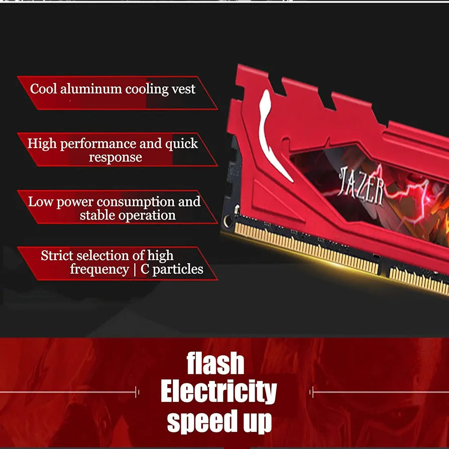JAZER DDR4 Ram 16GB 3200MHZ(PC4 25600) 288-PIN 1.35V Memory Ram Module Desktop CL18 Ram with Heatsink