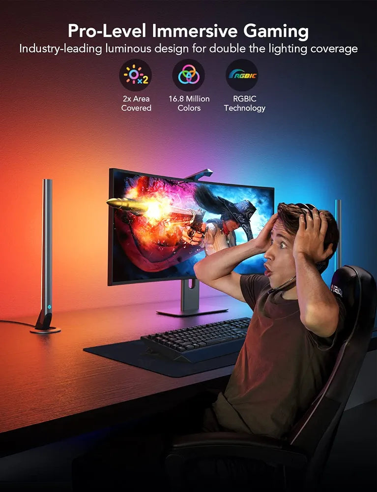 Govee LED Strip Lights(55'') & Gaming Light Bars(17'') with Camera, Smart DreamView G1 Pro Gaming Lights for 24"-32" PC with Color-Match Video, Music Sync & 42 Scene Modes Specially Built for Gamers