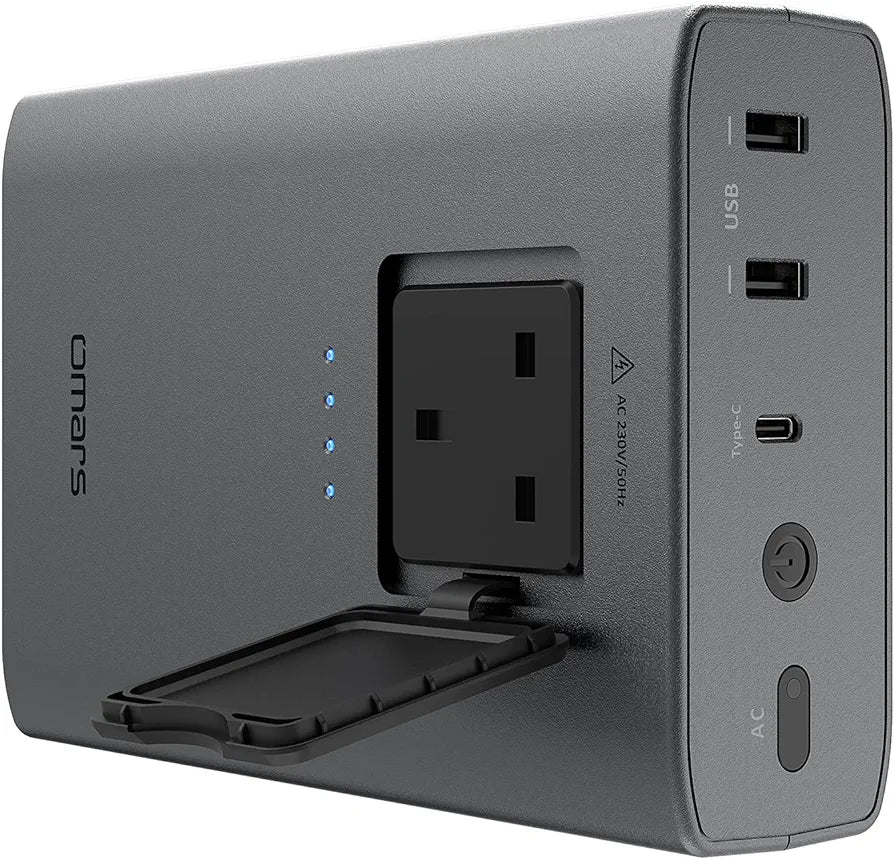 OMAR'S POWER BANK USB C PORT AC OUTLET SOCKET 220V 90W EXTERNAL BATTERY PACK 24000MAH