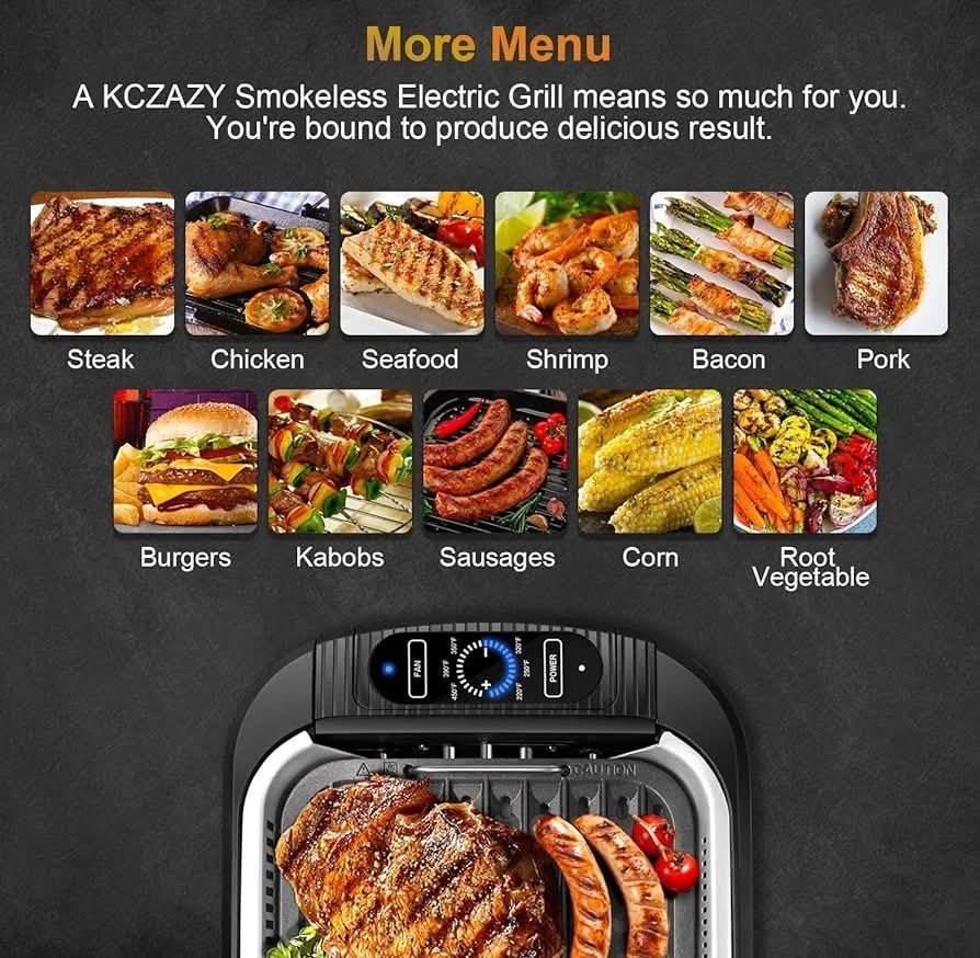KCZAZY ELECTRIC SMOKELESS GRILL