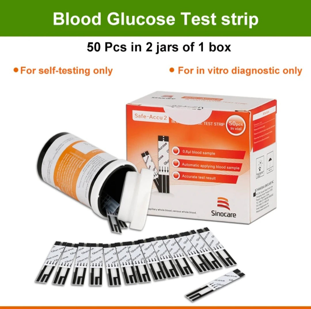 SINOCARE Safe Accu2 Blood Glucose Meter with 50/100 Test Strips and Lancets Needles For Diabetes Blood Glucometer Blood Sugar Detection
