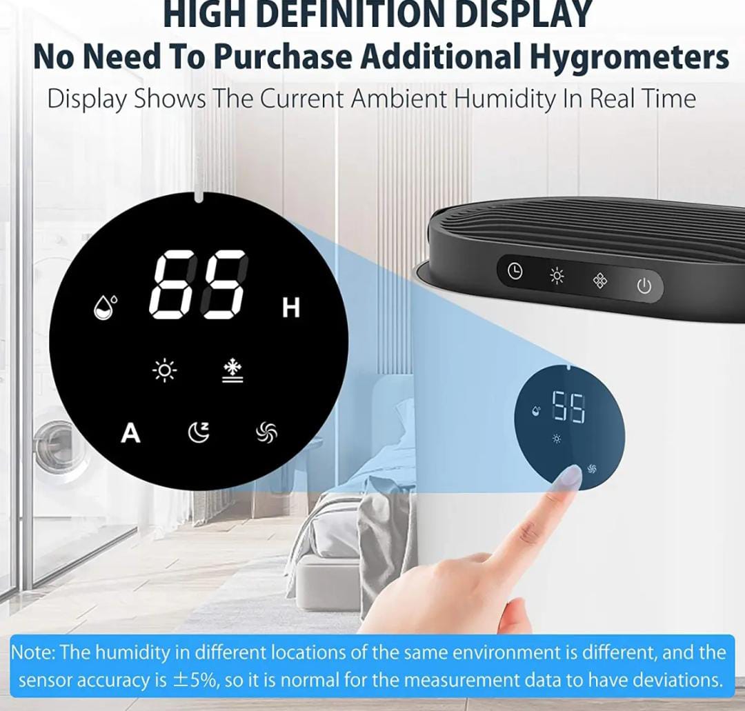 DOUHE Dehumidifier 2300ML with Humidity Display, Automatic Defrost Dehumidifier with Double Semiconductor Portable Electric Air Cleaner, Ultra Quiet for Home, Kitchen, Garage, Wardrobe, Basement