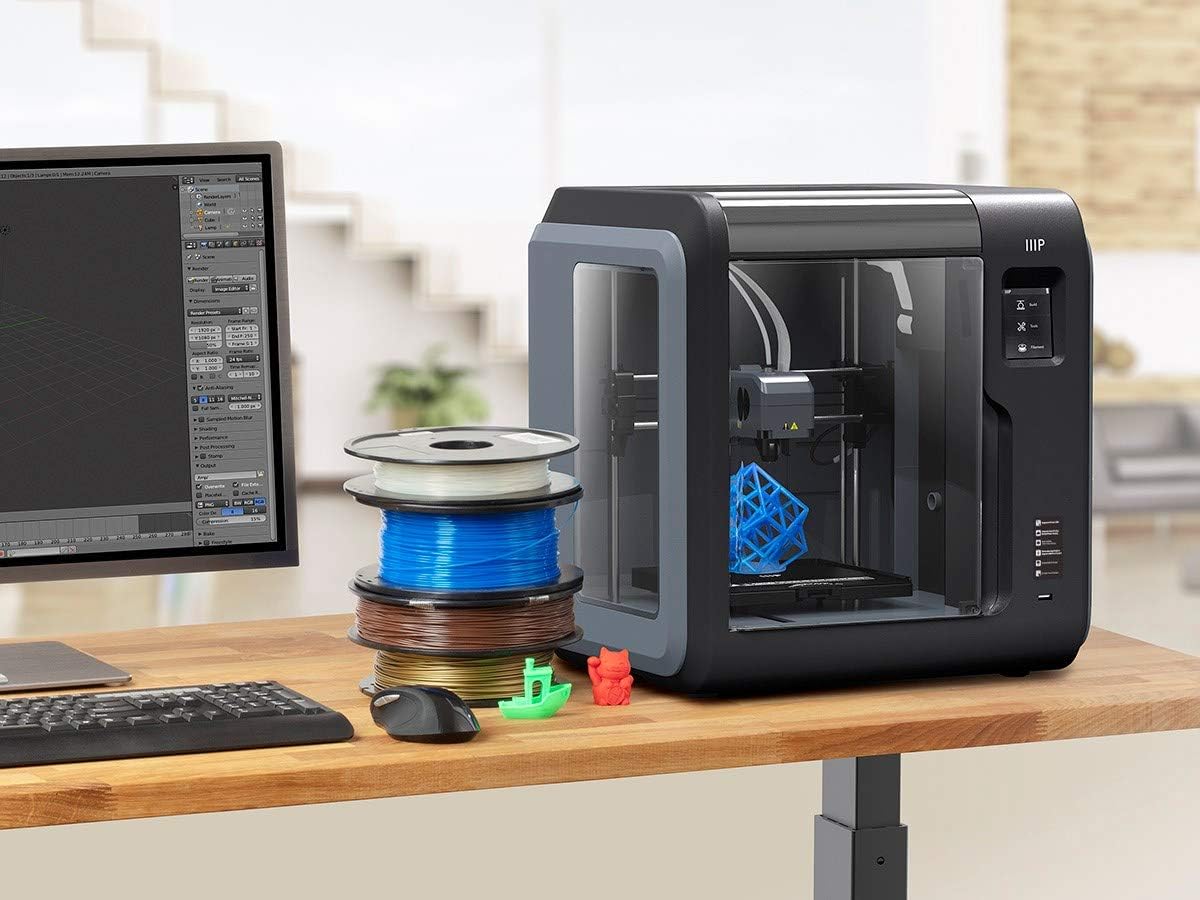 Monoprice Voxel 3D Printer - Fully Enclosed with Removable Heated Build Plate (150 x 150 x 150 mm) Touch Screen, 8GB And Wi-Fi, Black/Gray, Large