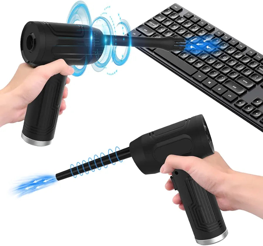 Woowind Electric Air Duster, Cordless Air Duster 50000RPM, Rechargeable Air Duster for Computer Electronic and House Cleaning, 2 in 1 Air Duster &Compressed Space Saver