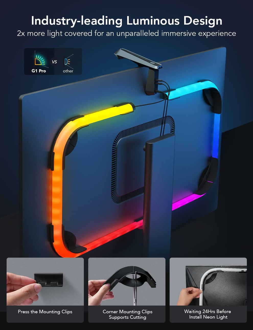Govee LED Strip Lights(55'') & Gaming Light Bars(17'') with Camera, Smart DreamView G1 Pro Gaming Lights for 24"-32" PC with Color-Match Video, Music Sync & 42 Scene Modes Specially Built for Gamers