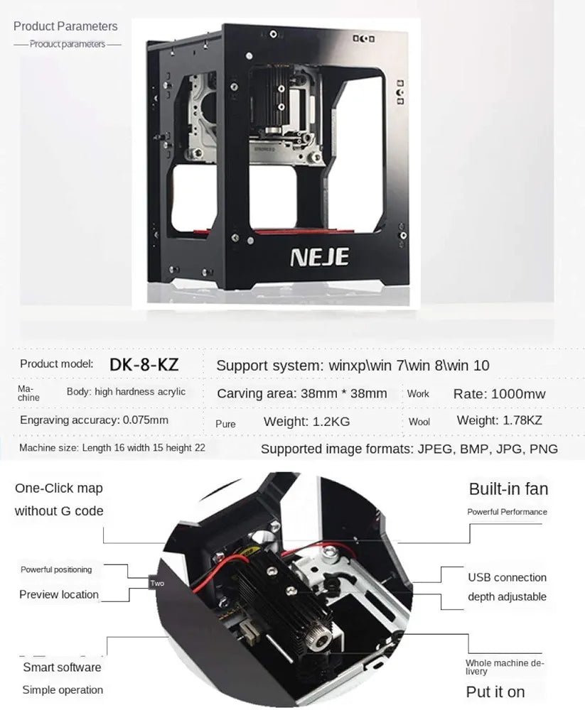 NEJE DK-8-KZ 3000mW Mini USB Engraving Machine, Automatic, NEJE DK-8-KZ Engraver, Mini DIY Printing Engraving, Engraving Machine