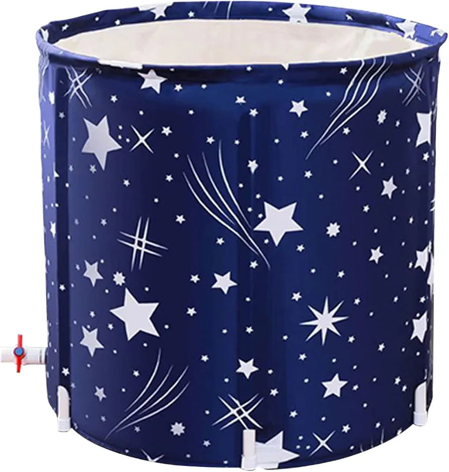 Portable Foldable Bathtub, Separate Family Bathroom SPA Bathtub, to Maintain The Temperature Thickened Multi-Layer Bathtub, use for Bathing Soaking (70 * 70 Round PVC Bracket Starry Sky)
