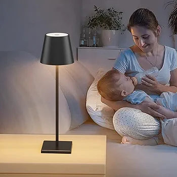 Howskys 2 Pack Black Cordless METAL Table Lamp,5500mAh Battery Powered Table Lamp,3W Touch Rechargeable Battery Table Lamp 3000k Warm White,IP54 Indoor/Outdoor Table Lamp