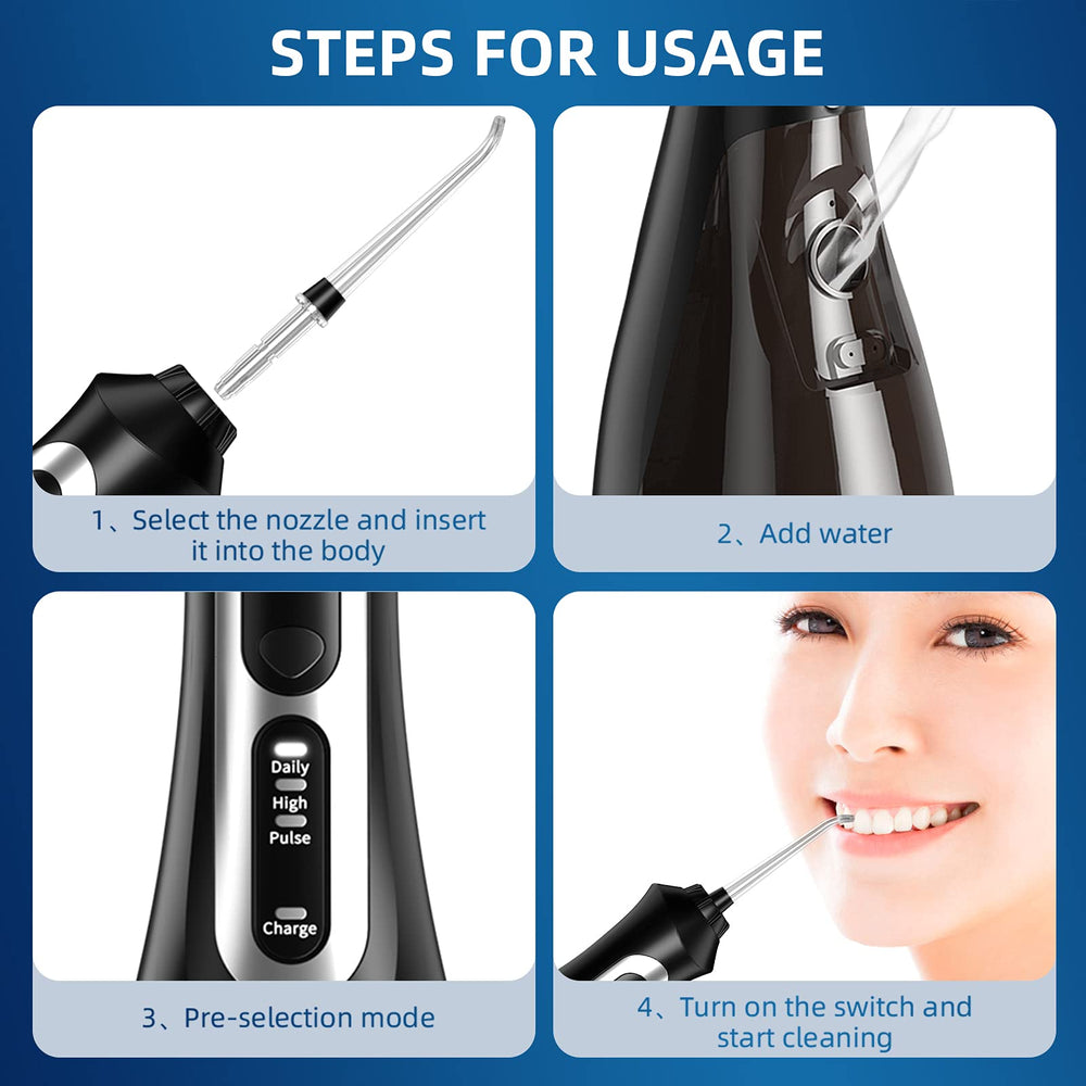 Metene Cordless Water Flosser Irrigator, with 3 Modes, 8 Jet Tips and 200ML Water Tank