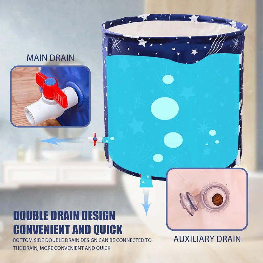 Portable Foldable Bathtub, Separate Family Bathroom SPA Bathtub, to Maintain The Temperature Thickened Multi-Layer Bathtub, use for Bathing Soaking (70 * 70 Round PVC Bracket Starry Sky)