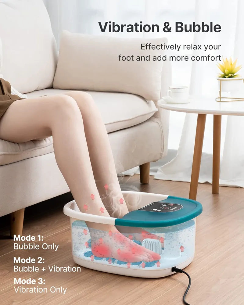 RENPHO Foot Spa Bath Massager, GFCI Plug Foot Soak Tub Pedicure Kits with Heat, Bubbles, Vibration, Temperature Control,Pumice Stone, and 22 Massaging Rollers for Feet Muscle Pain