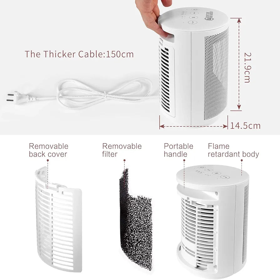 MYCARBON Energy-saving spare heater 900W/1500W Thermostat 18°C/23°C/28°C 8h Timer Oscillation 60° Electric Ceramic Blower Radiator Bathroom Electric Heater Mobile Blower