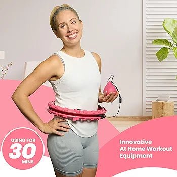 Shrink Smart Weighted Hula Hoop for Adult Weight Loss - Infinity Hoop 2 in 1 Abdomen Fitness Equipment with 24 Detachable Knots - Non-Fall Weighted Hoola Hoop Workout Equipment for Men and Women