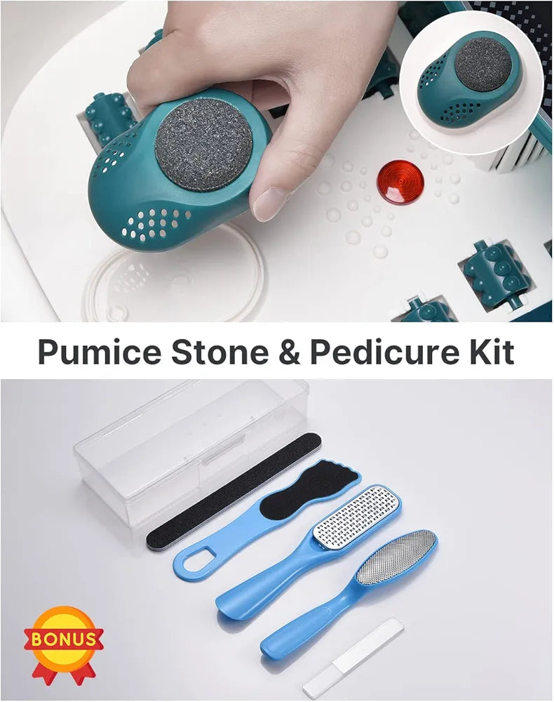 RENPHO Foot Spa Bath Massager, GFCI Plug Foot Soak Tub Pedicure Kits with Heat, Bubbles, Vibration, Temperature Control,Pumice Stone, and 22 Massaging Rollers for Feet Muscle Pain