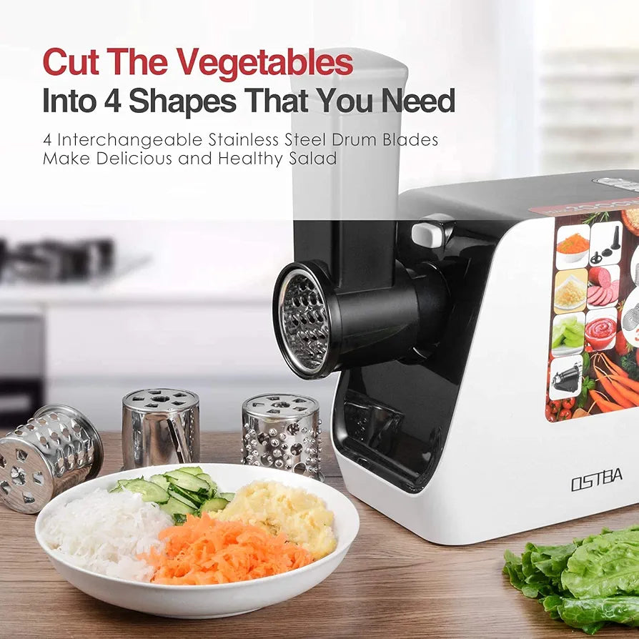 OSTBA Electric Meat Grinder, 5 in 1 Heavy Duty Meat Mincer Sausage Stuffer Machine, 2000W MAX Stainless Steel Food Grinder with Sausage & Kubbe & Slicing & Shredding & Tomato Juicing Kits