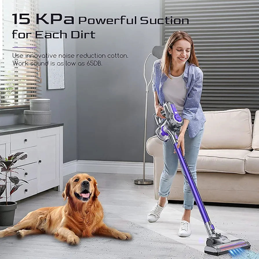 IAB Battery Vacuum Cleaner, 15000Pa Wireless Vacuum Cleaner, 160 W Handle Vacuum Cleaner with Wall Mount, Stick Vacuum Cleaner for Hard Floors, Carpet, Pet Hair, Car