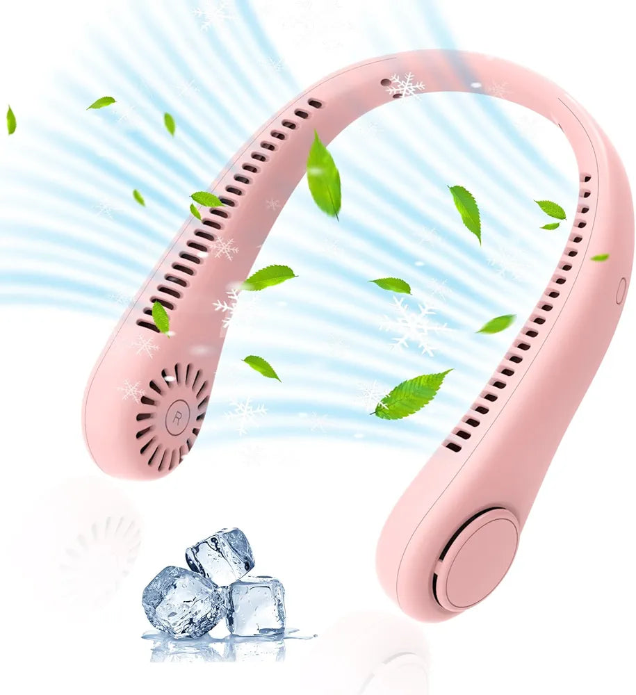 Portable Neck Fan, Rechargeable Personal Neckband Hands Free Bladeless Fan, 360° Surround Vaneless Hanging Neck Fans with 3 Speeds Adjustable for Men Women Home Office Travel, Faster Cooling