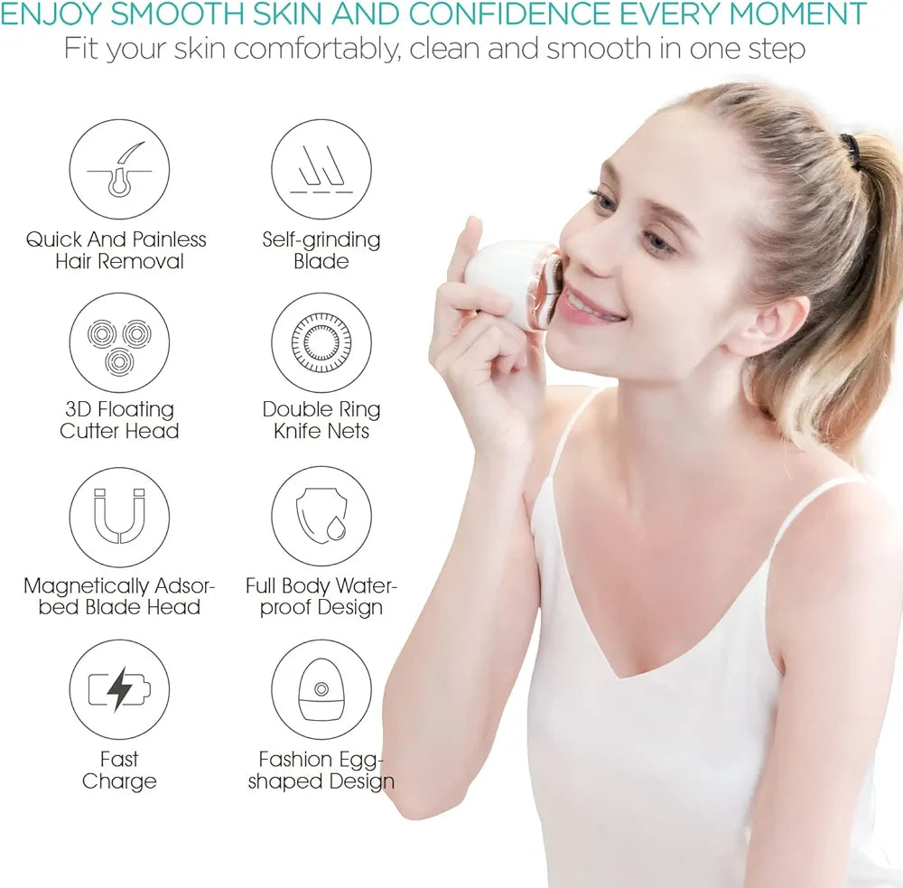 Electric Shaver for Women 3D floating blade Rotary Razor Hair Remover for Arms, Legs and Underarms Rechargeable Portable and Safe Wet and Dry Use ES300