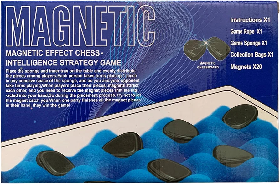 Magnetic Chess Game With Stones，Multiplayer Magnet Board Magnetic Chess Strategy Game,Protable Magent Chess Family Christmas Party Magent Board Games (with sponge)