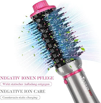 4 in 1 Hair Dryer Brush Set, PARWIN PRO BEAUTY Hot Air Styler with 4 Attachments as Hairdryer, Hot Air Brush, Hair Diffuser, Hot Brush for Hair Styling, Ionic Care Frizz-Free, 1000 Watts, Gray