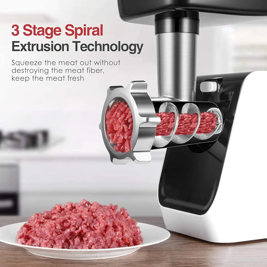 OSTBA Electric Meat Grinder, 5 in 1 Heavy Duty Meat Mincer Sausage Stuffer Machine, 2000W MAX Stainless Steel Food Grinder with Sausage & Kubbe & Slicing & Shredding & Tomato Juicing Kits