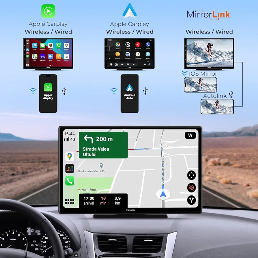 Carpuride W901, Portable Wireless CarPlay Screen for Car- 9 Inch