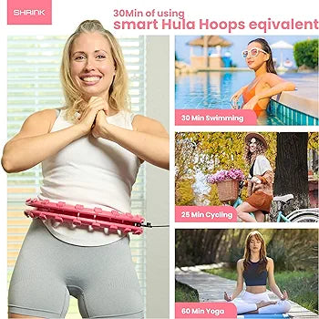 Shrink Smart Weighted Hula Hoop for Adult Weight Loss - Infinity Hoop 2 in 1 Abdomen Fitness Equipment with 24 Detachable Knots - Non-Fall Weighted Hoola Hoop Workout Equipment for Men and Women
