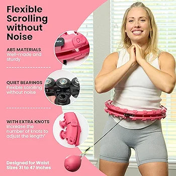 Shrink Smart Weighted Hula Hoop for Adult Weight Loss - Infinity Hoop 2 in 1 Abdomen Fitness Equipment with 24 Detachable Knots - Non-Fall Weighted Hoola Hoop Workout Equipment for Men and Women
