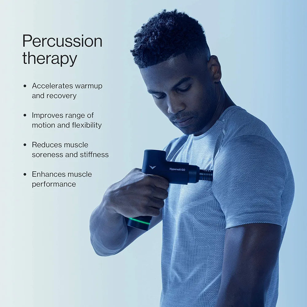 Hyperice Hypervolt GO - Deep Tissue Percussion Massage Gun - Take Pain Relief and Sore Muscle Recovery on The GO with This Surprisingly Powerful, Whisper-Quiet Portable Handheld Electric Massager.