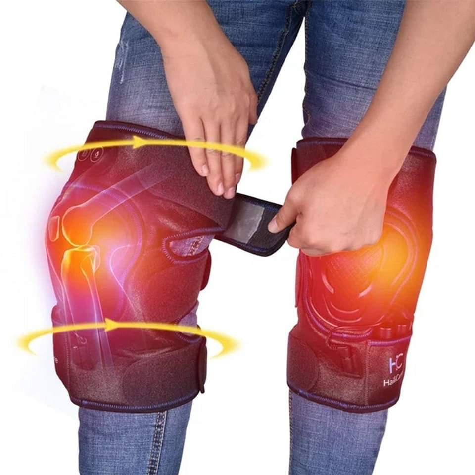 HailiCare Heated Knee Massager, Heat & Vabration Knee Brace Wrap Electric Heating Pad WRechargable 5V Lipo Battery Warm Knee Care 1 Pair