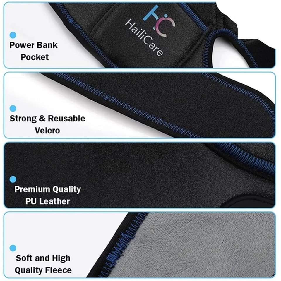HailiCare Heated Knee Massager, Heat & Vabration Knee Brace Wrap Electric Heating Pad WRechargable 5V Lipo Battery Warm Knee Care 1 Pair