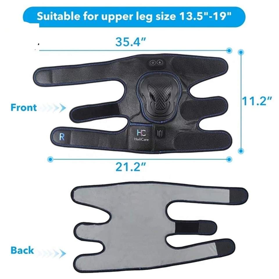 HailiCare Heated Knee Massager, Heat & Vabration Knee Brace Wrap Electric Heating Pad WRechargable 5V Lipo Battery Warm Knee Care 1 Pair