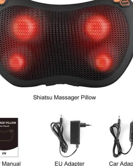 Relaxation Massage Pillow Vibrator Electric Shoulder Back Heating Kneading Infrared therapy pillow shiatsu Neck Massager