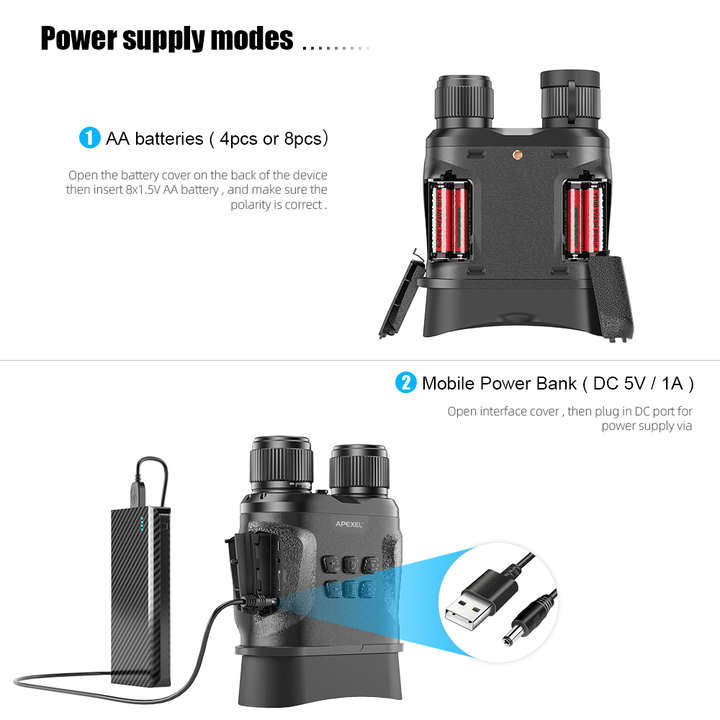 APEXEL APL-NV001+ UHD Recording Night Vision Digital Infrared Binoculars Photos Videos for Hunting and Surveillance 800m Detection range