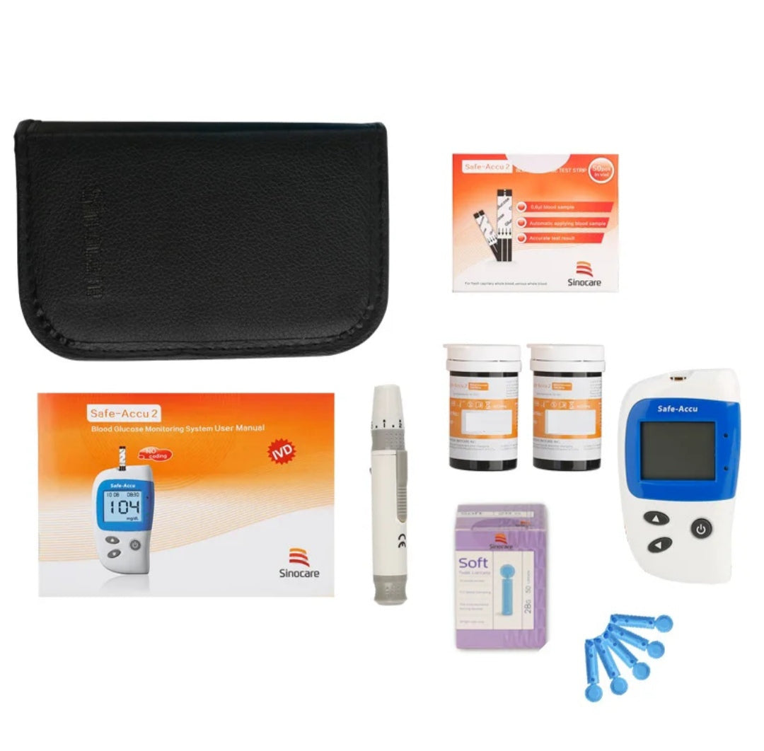 SINOCARE Safe Accu2 Blood Glucose Meter with 50/100 Test Strips and Lancets Needles For Diabetes Blood Glucometer Blood Sugar Detection