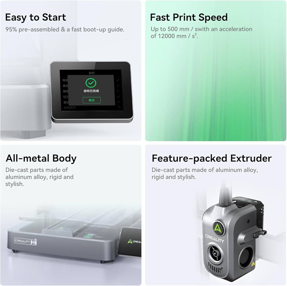 Creality Hi (A) 3D Printer, Multi Color Printing (Need CFS), Max 500mm/s High Printing Speed,Auto Leveling, Print Size 260 * 260 * 300mm.